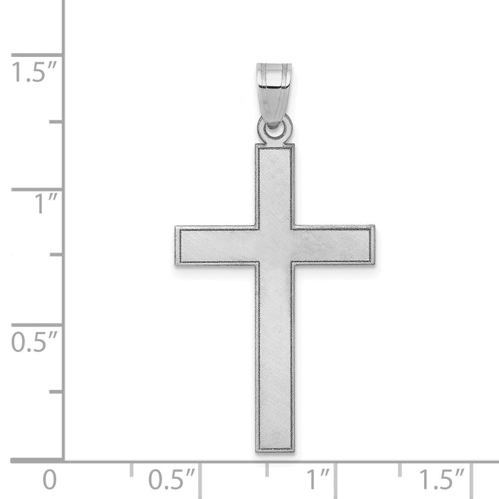 14k White Gold Florentine Satin Sleek Design Cross Pendant