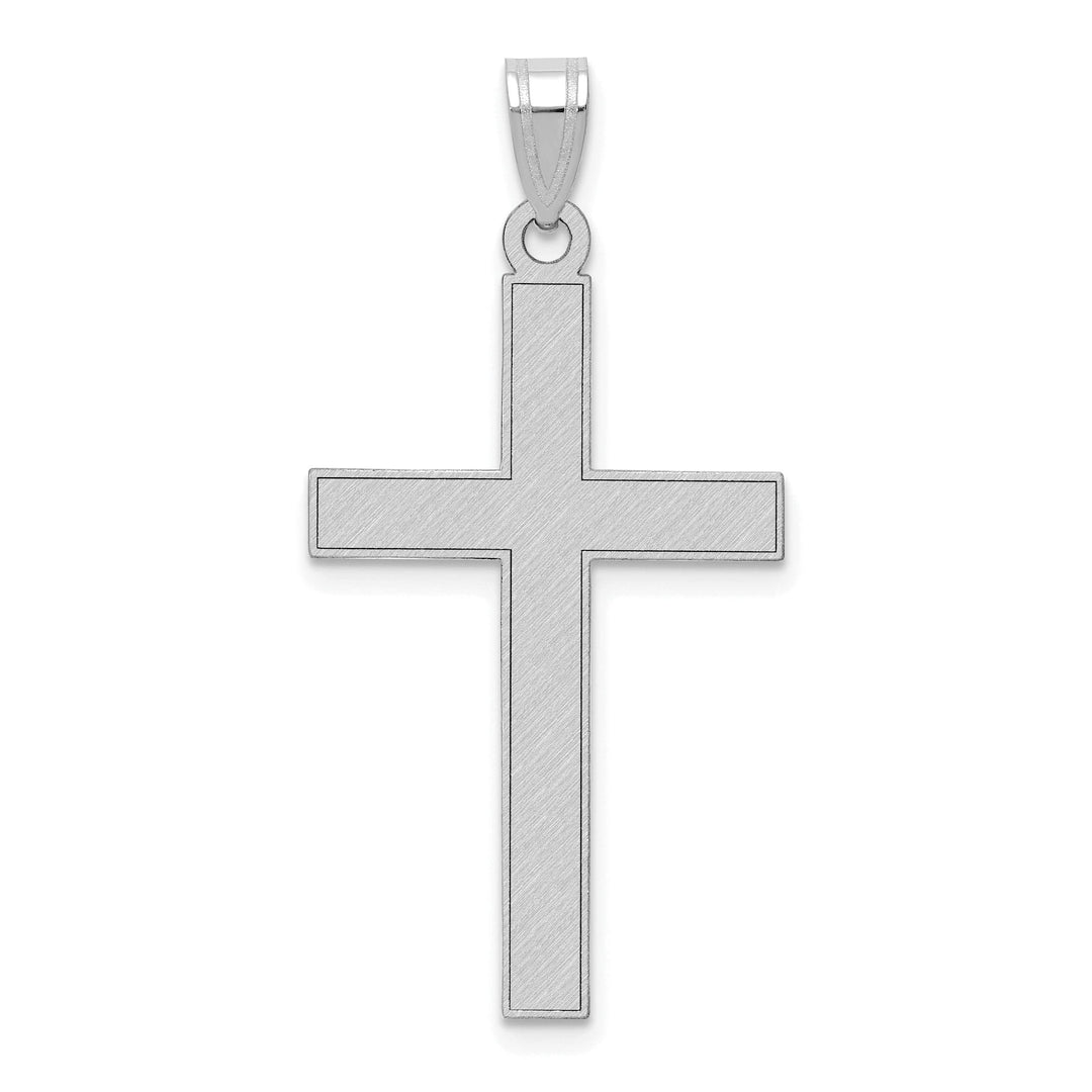 14k White Gold Florentine Satin Sleek Design Cross Pendant