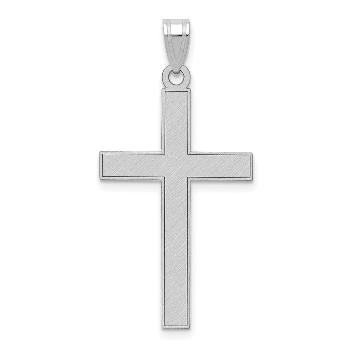 14k White Gold Florentine Satin Sleek Design Cross Pendant