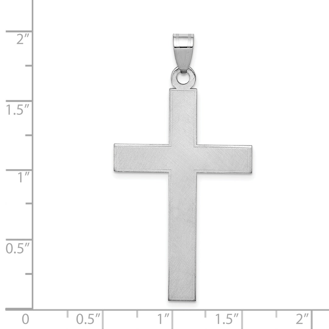 14k White Gold Florentine Satin Finish Cross Pendant