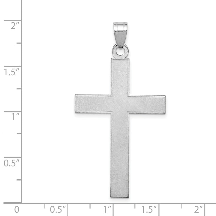 14k White Gold Florentine Satin Finish Cross Pendant