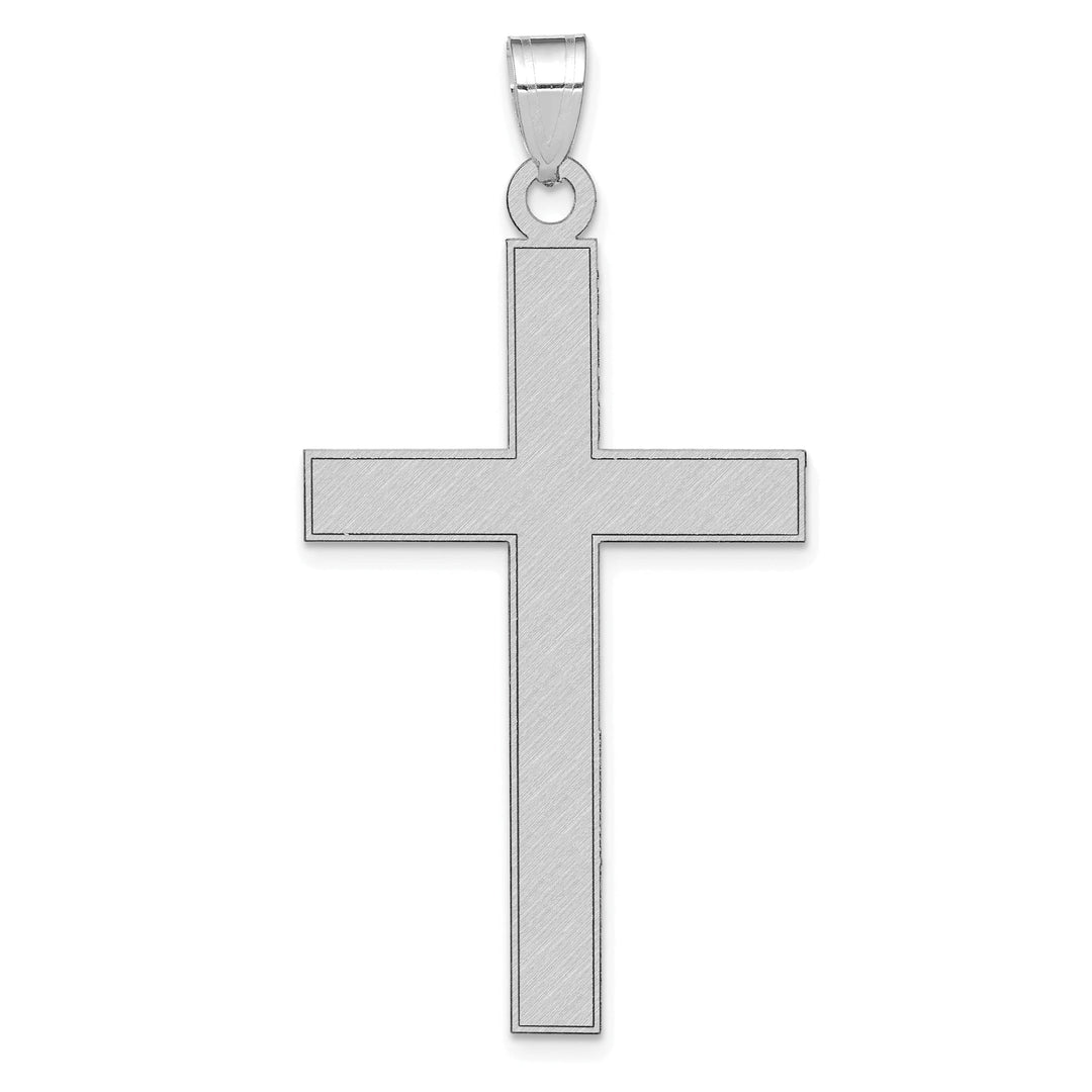 14k White Gold Florentine Satin Finish Cross Pendant