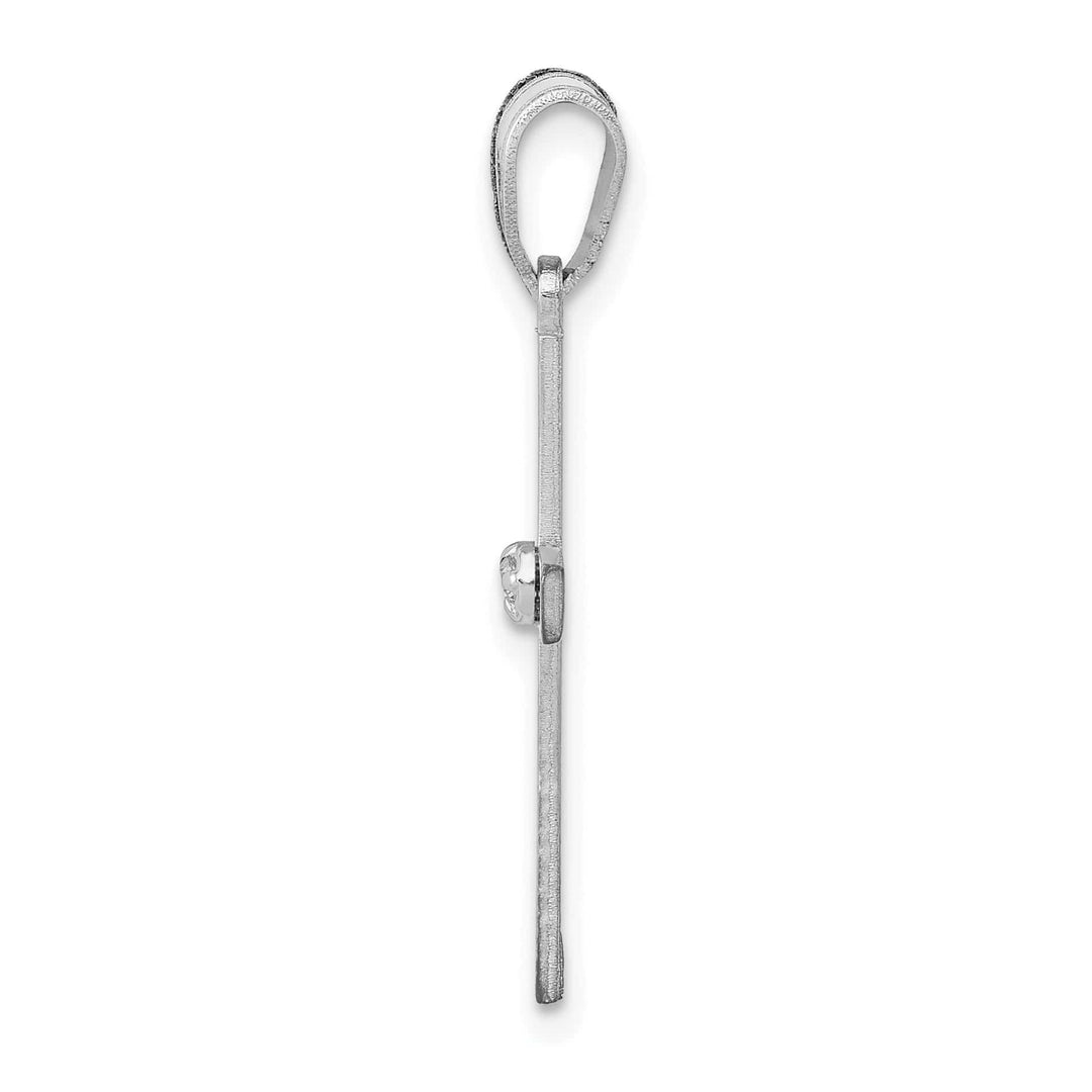 14k White Gold .01 CT Diamond Modern Design Cross Pendant