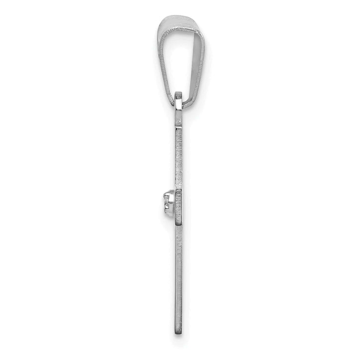 14k White Gold Plain Design .01 CT Diamond Cross Pendant