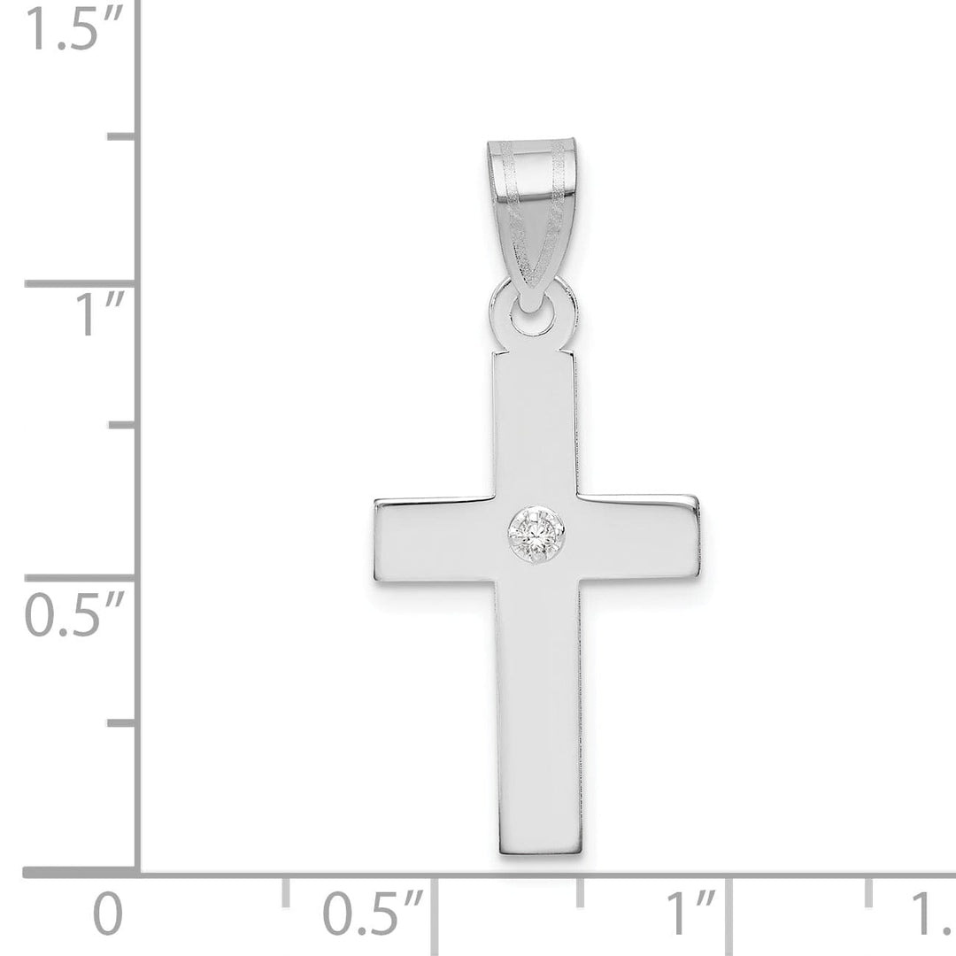 14k White Gold .02 CT Diamond Elegant Cross Pendant