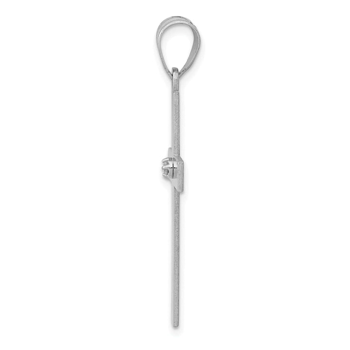 14k White Gold .02 CT Diamond Classic Design Cross Pendant