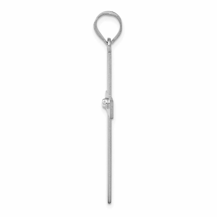 14k White Gold .02 CT Diamond  Polished Cross Pendant