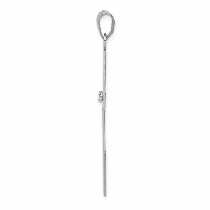 14k White Gold .03 CT Diamond Classic Cross Pendant