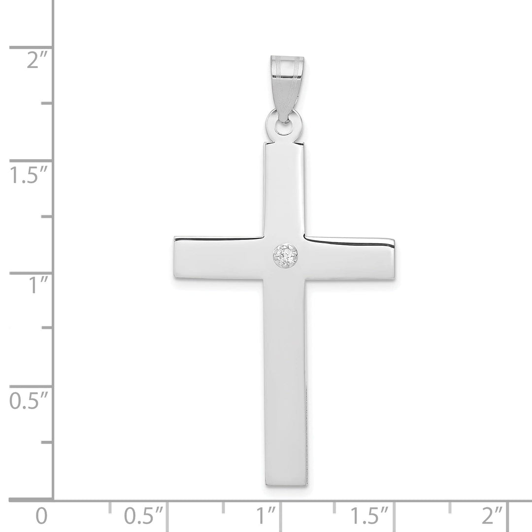 14k White Gold .03 CT Diamond Classic Cross Pendant