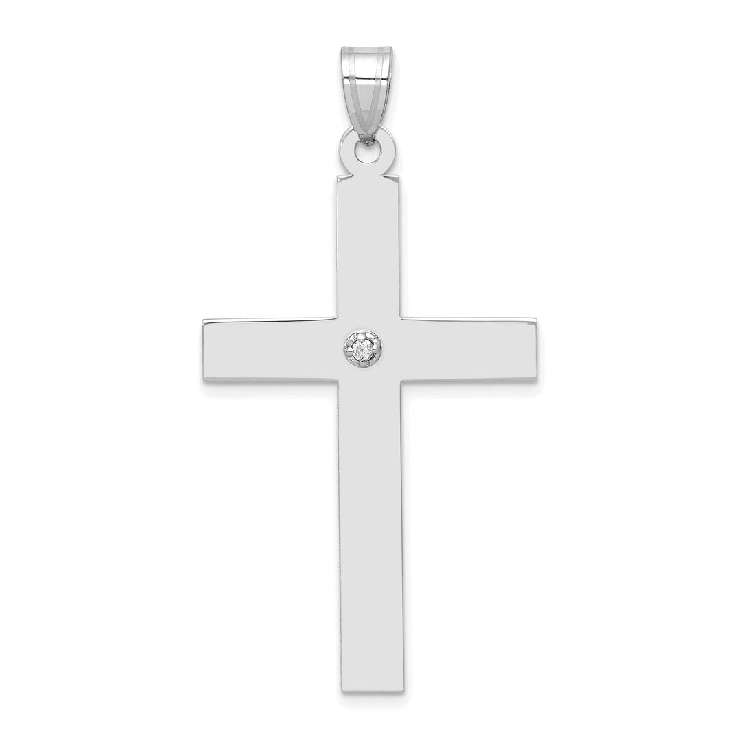 14k White Gold .03 CT Diamond Classic Cross Pendant