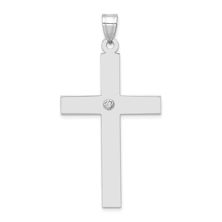 14k White Gold .03 CT Diamond Classic Cross Pendant