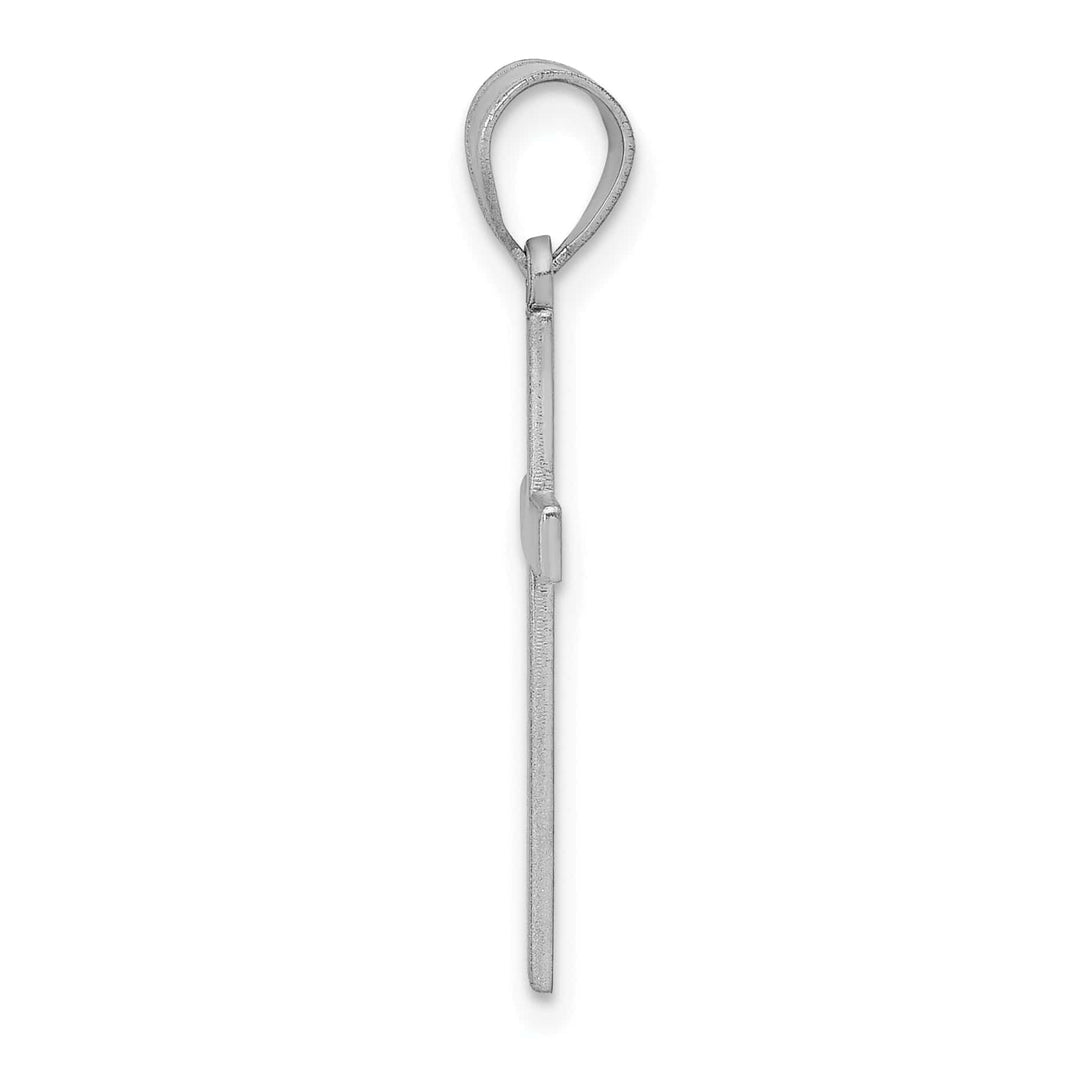14k White Gold Minimalist Florentine Satin Cross Pendant
