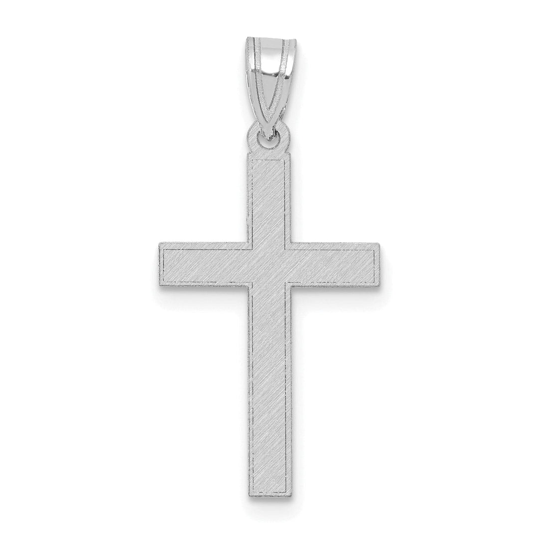 14k White Gold Minimalist Florentine Satin Cross Pendant