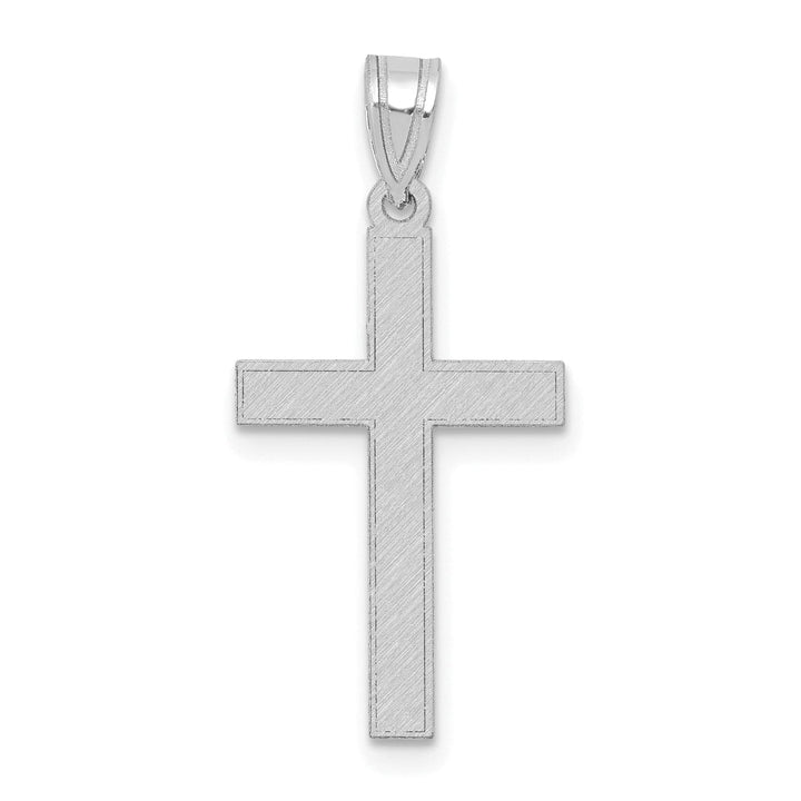 14k White Gold Minimalist Florentine Satin Cross Pendant