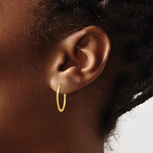 14k Yellow Gold Satin D.C Endless Hoops 1.5mm x 17mm