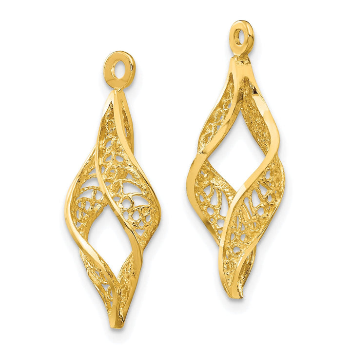 14k Yellow Gold Polished Filigree Swirl Design Earring Jackets