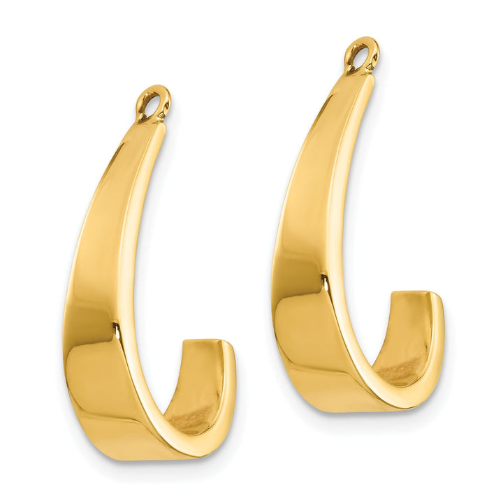 14k Yellow Gold Polished Finished J-Hoop Earring Jackets