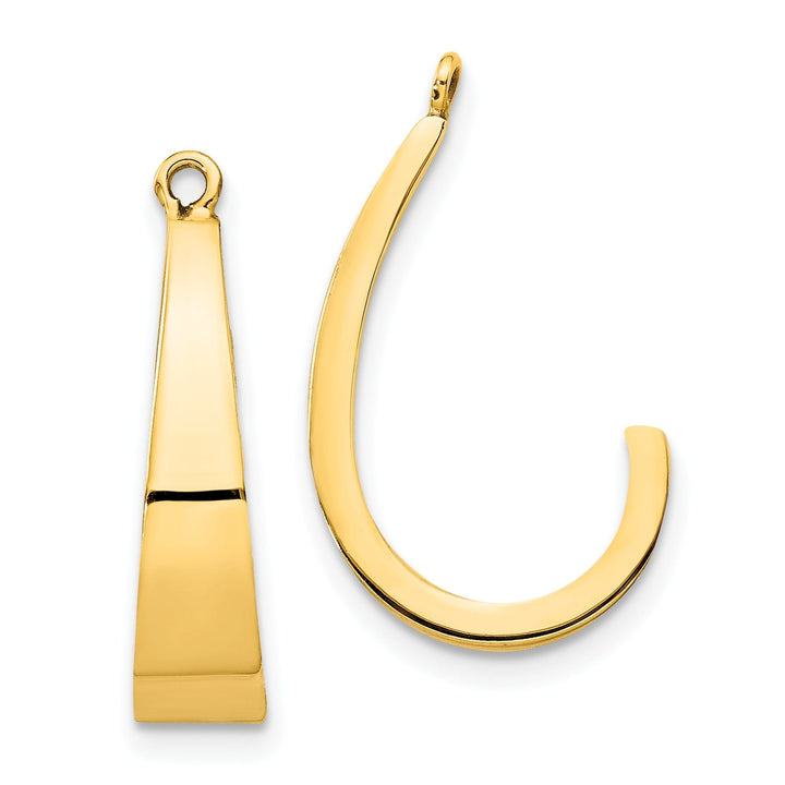 14k Yellow Gold Polished Finished J-Hoop Earring Jackets
