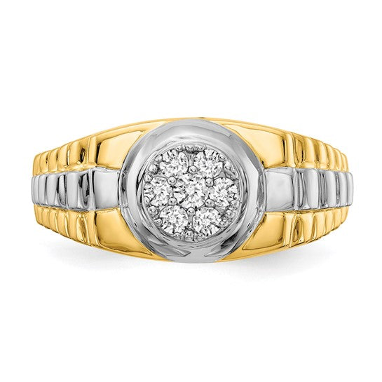 14k Two-tone Gold Casted Men's Diamond Ring