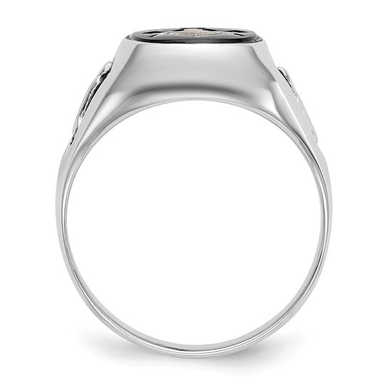 14k White Gold Men's Masonic Ring