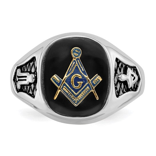 14k White Gold Men's Masonic Ring