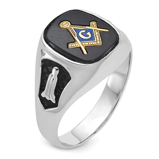 14k White Gold Men's Masonic Ring