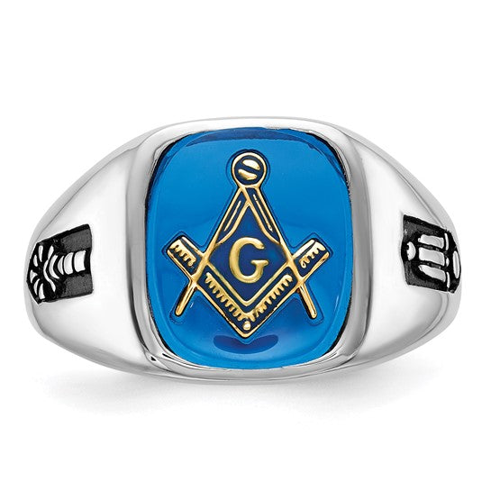 14k White Gold Men's Masonic Ring