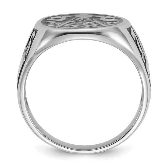 14k White Gold Men's Masonic Ring