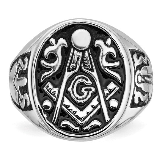 14k White Gold Men's Masonic Ring