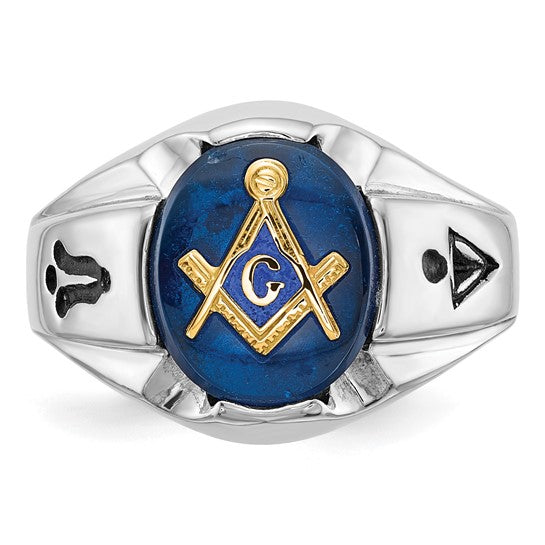 14k White Gold Men's Masonic Ring