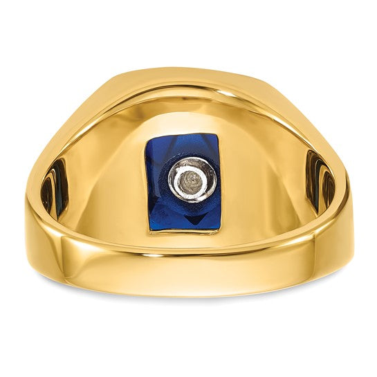 14k Yellow Gold Men's blue spinel Masonic Ring