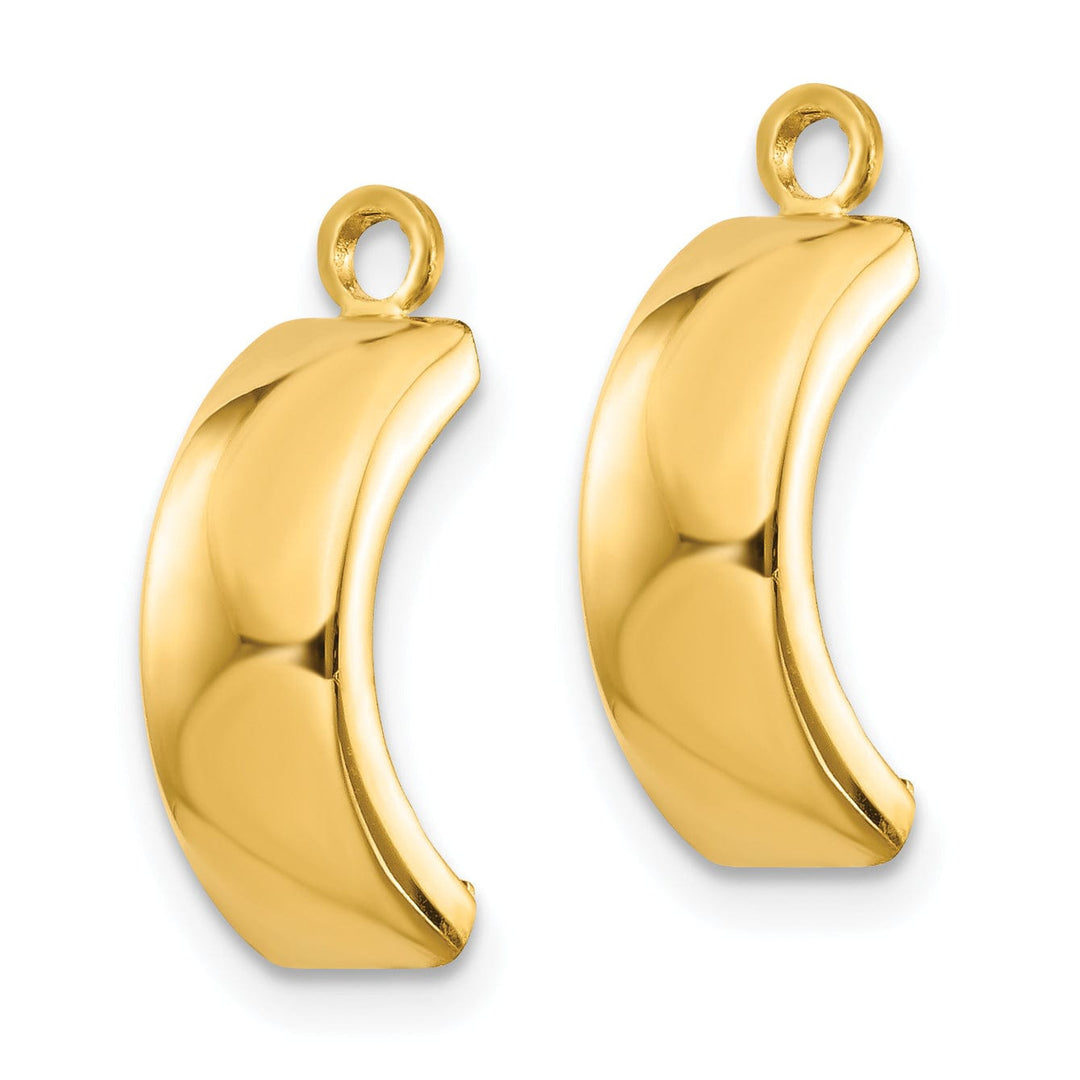 14k Yellow Gold Polished Curved Style Design Earring Jackets