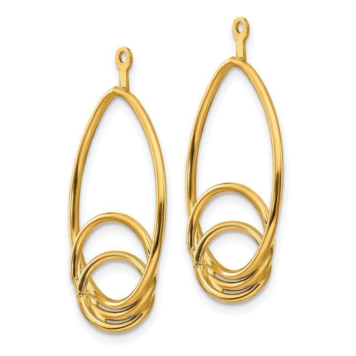 14k Yellow Gold Polished Fancy Design Teardrop Earring Jackets