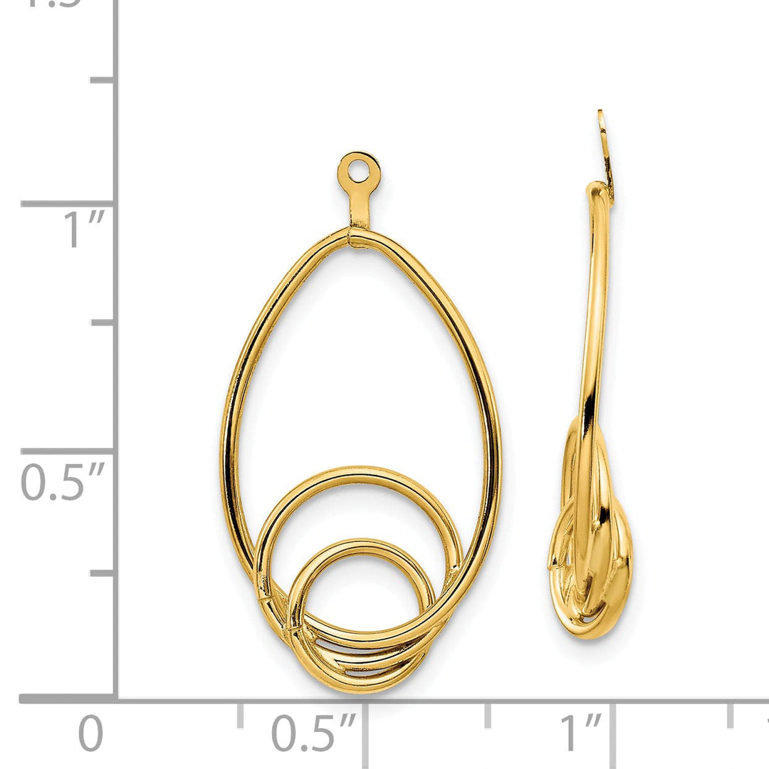 14k Yellow Gold Polished Fancy Design Teardrop Earring Jackets