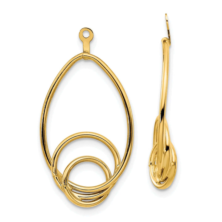 14k Yellow Gold Polished Fancy Design Teardrop Earring Jackets