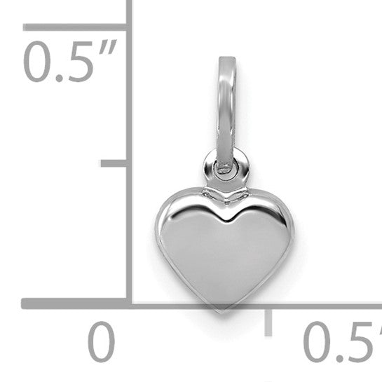 14K White Gold Polished 3-D Design Heart Charm Pendant