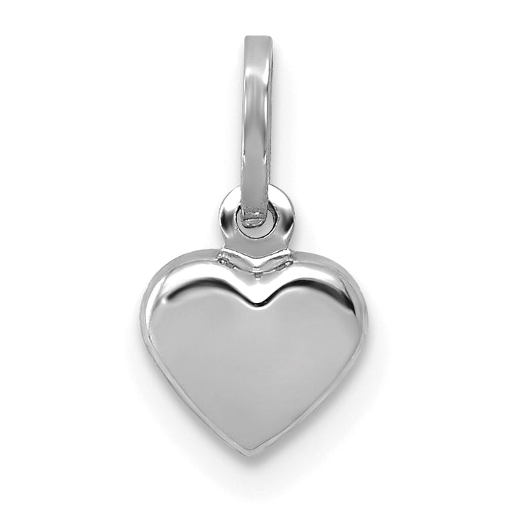 14K White Gold Polished 3-D Design Heart Charm Pendant