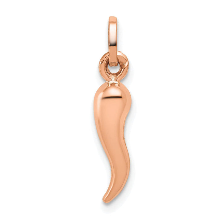 14k Rose Gold 3-D Hollow Italian Horn Charm