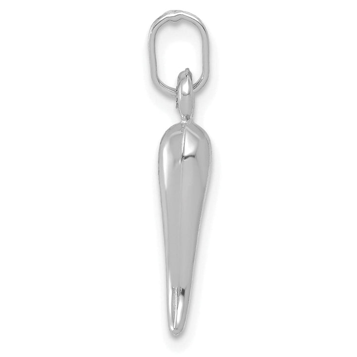 14k White Gold Small 3-D Hollow Italian Horn Charm Pendant