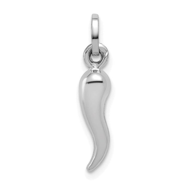 14k White Gold Small 3-D Hollow Italian Horn Charm Pendant