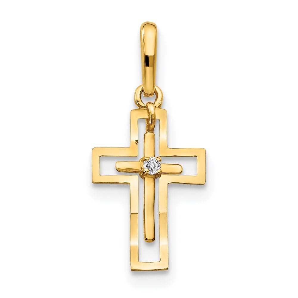 14K Yellow Gold CZ D.C. Cross Pendant