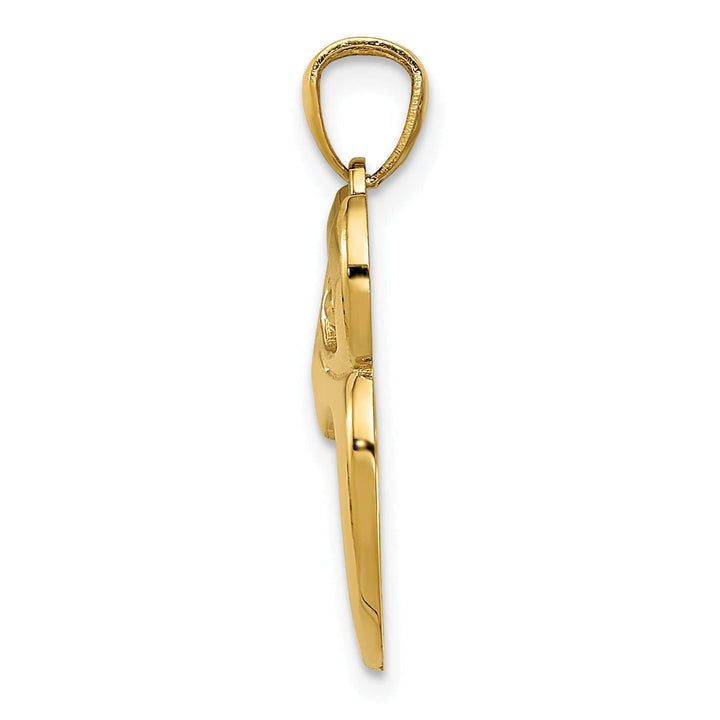 14k Yellow Gold Polished Finish Owl Cut Out Design Pendant