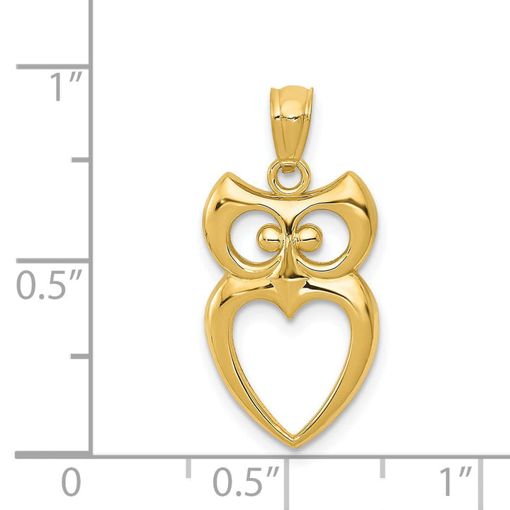 14k Yellow Gold Polished Finish Owl Cut Out Design Pendant