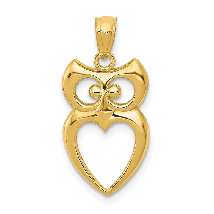 14k Yellow Gold Polished Finish Owl Cut Out Design Pendant