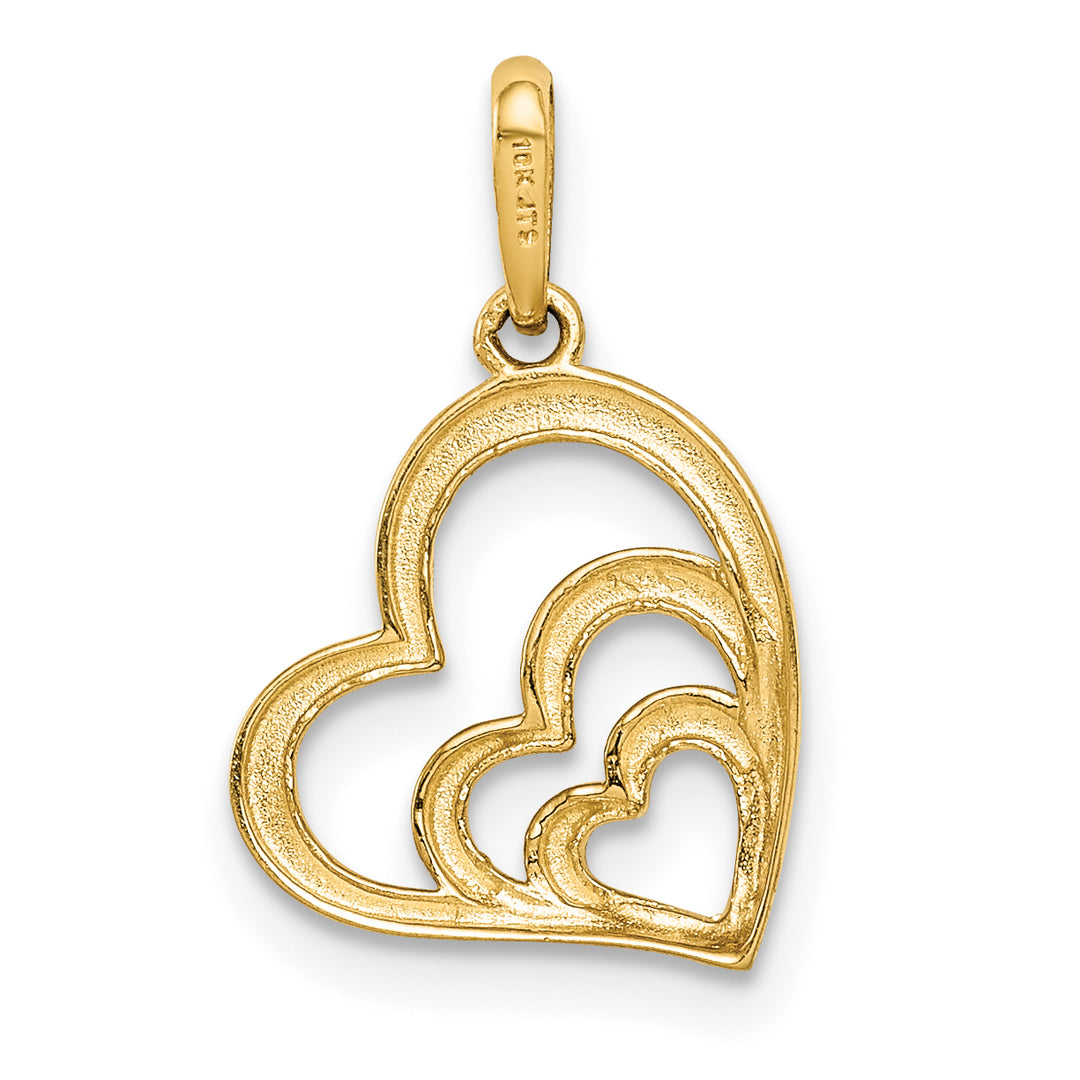 14k Yellow Rose Gold White Rhodium 3 Hearts Design Pendant