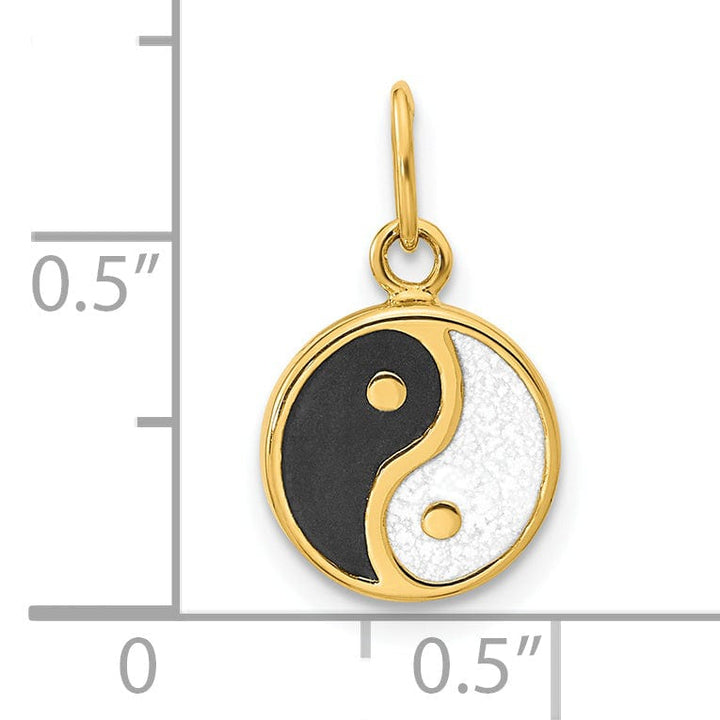 14K Yellow Gold Black/White Enamel Yin and Yang Pendant