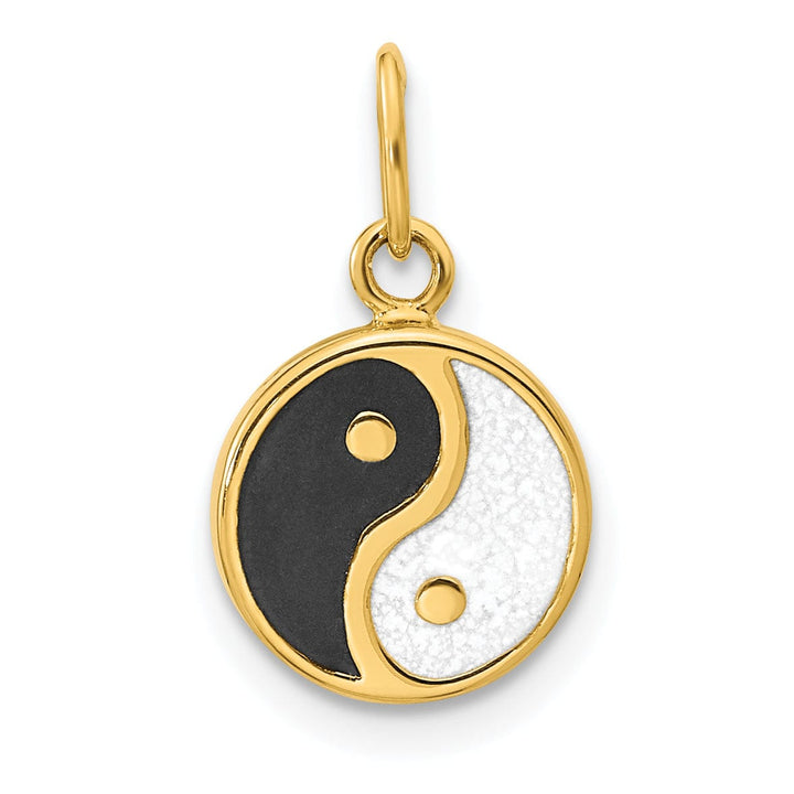 14K Yellow Gold Black/White Enamel Yin and Yang Pendant