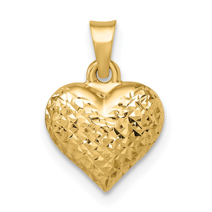 14k Yellow Gold Polished D.C Puffed Heart Design Pendant