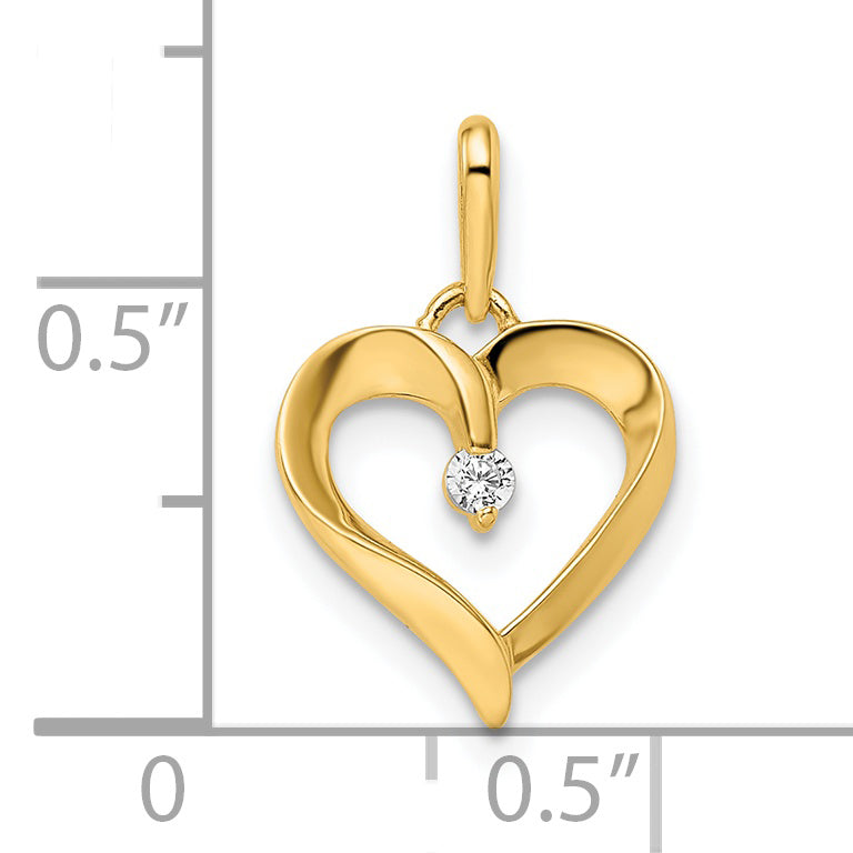 14k Yellow Gold C.Z Heart Pendant