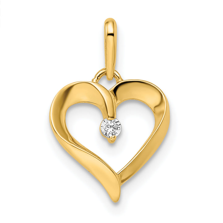 14k Yellow Gold C.Z Heart Pendant